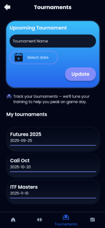 Tournament preparation mode for runners and athletes